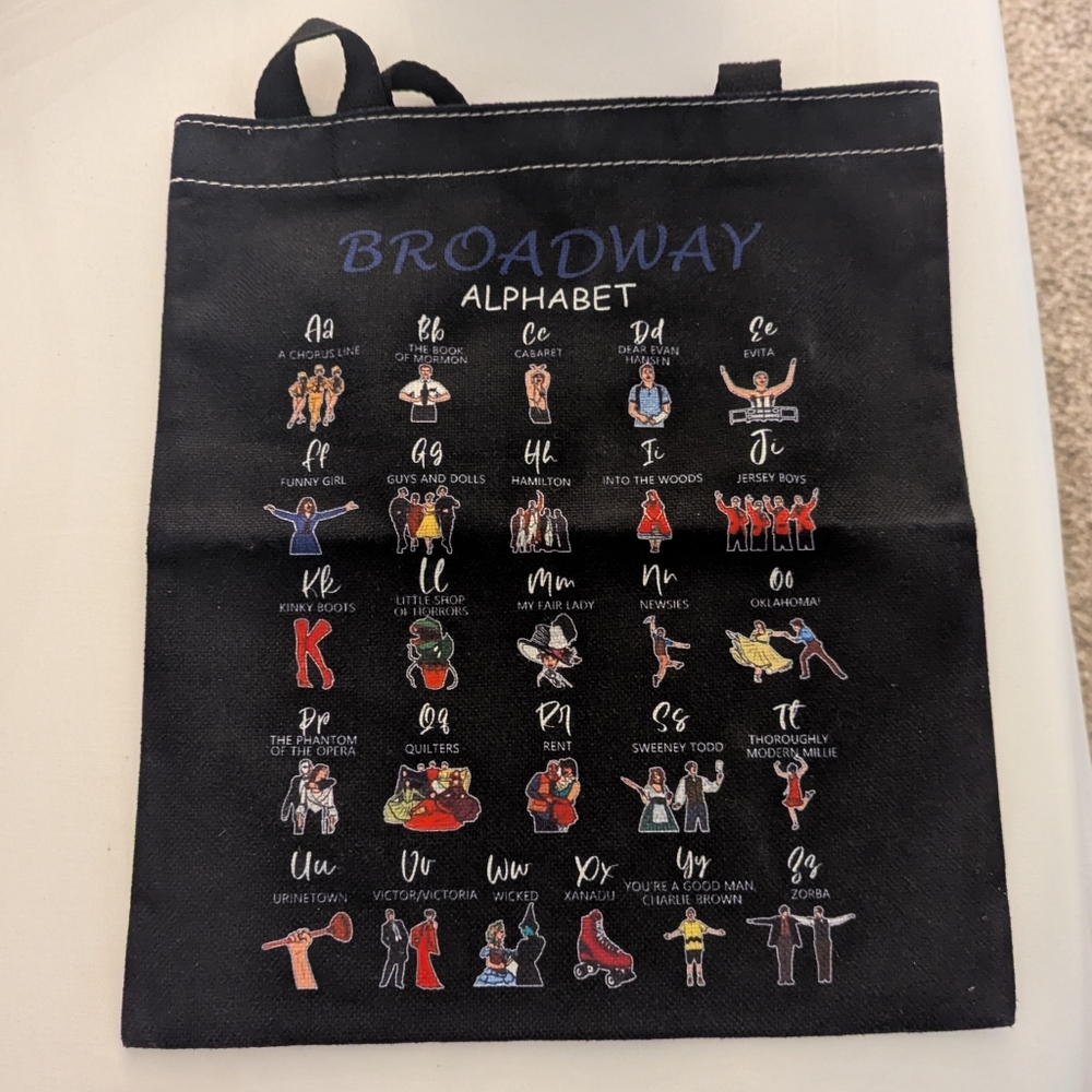 Broadway Alphabet Black Tote Bag